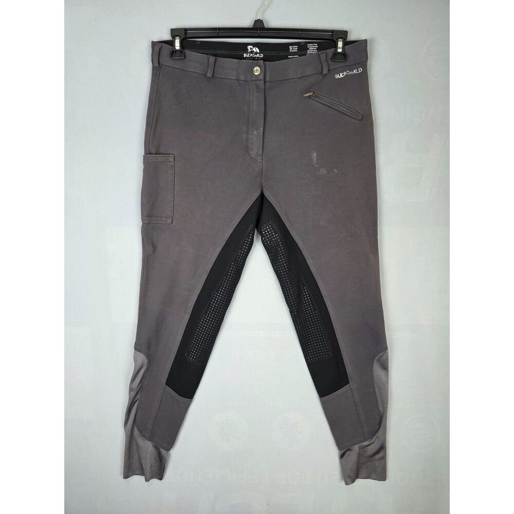 Buckwild Breeches Curvy Mare 34R Full Seat Gray Stain
